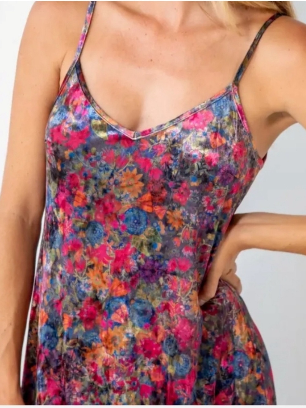 Natural Life Gracie Velvet Slip Dress Dark Floral Garden Boho Dark Romantic M - Picture 3 of 7